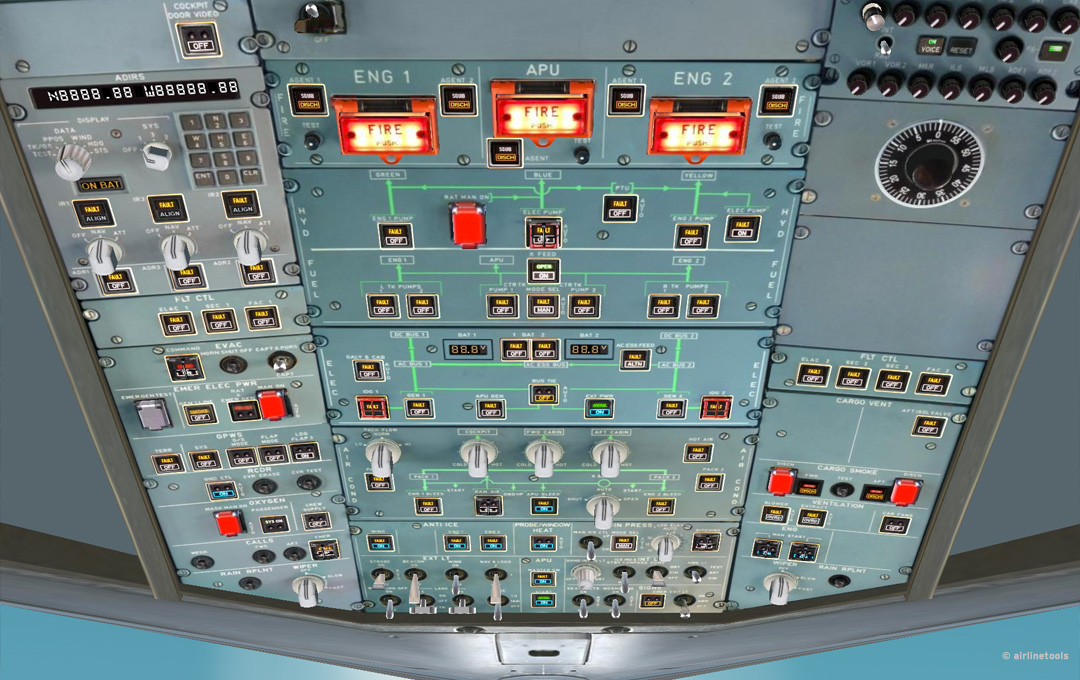 Airbus A320 overhead panel